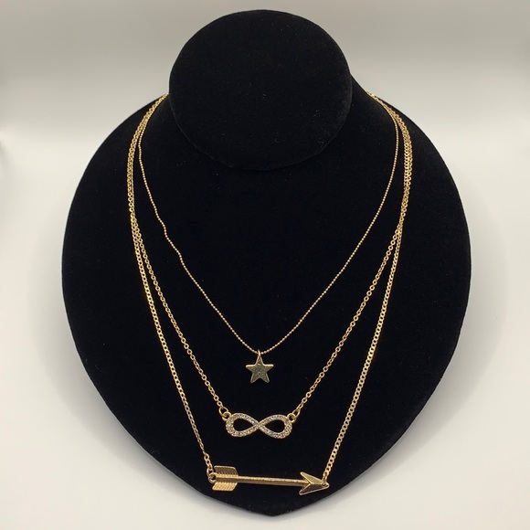 Gold-tone Infinity Tri-Necklace - Picture 1 of 5
